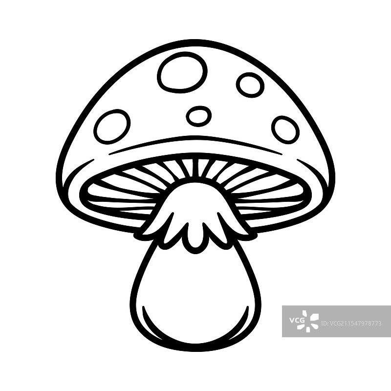 小蘑菇孤立的线条艺术风格绘图图片素材
