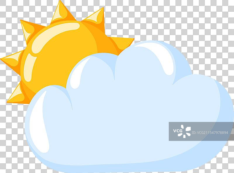 手绘天气图标：云朵与太阳的卡通形象图片素材