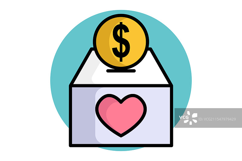 捐赠箱图标 彩色轮廓图标风格图片素材