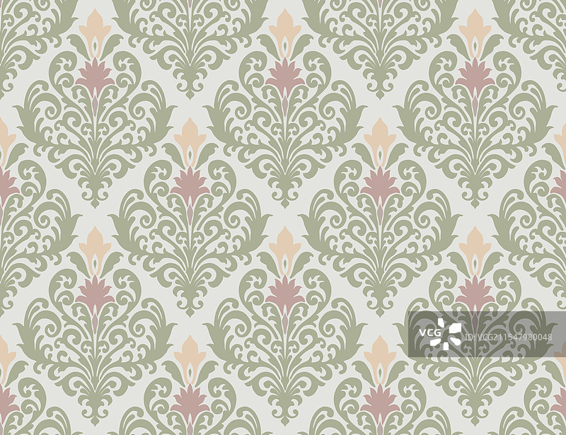 柔和的粉彩色大马士革图案，带有花卉元素图片素材