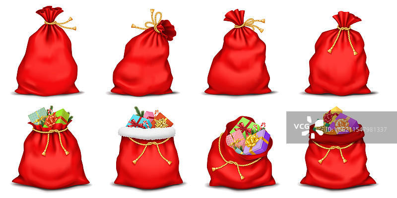 圣诞老人装满礼物的袋子，逼真效果图片素材