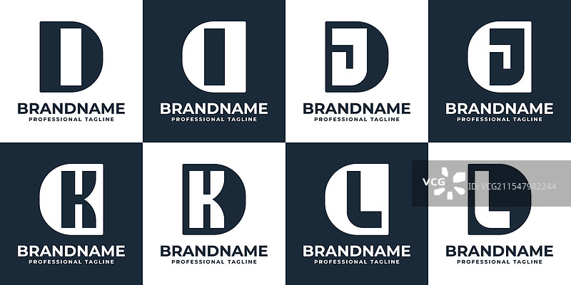 字母 di ci dj cj ck dk cl dl 单字母组合标志集图片素材