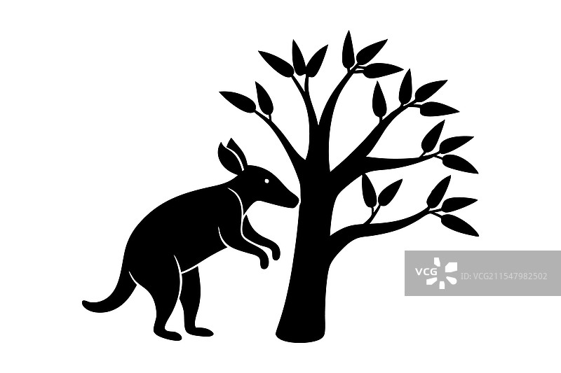 树上攀爬的犰狳剪影图标图片素材