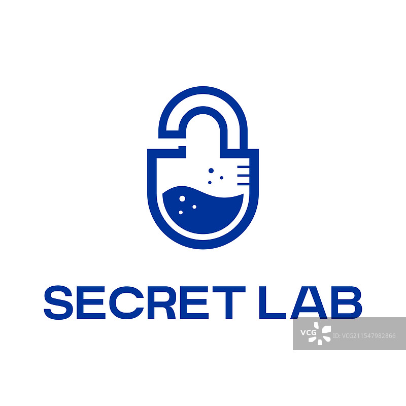 秘密实验室扁平极简风格标志设计图片素材