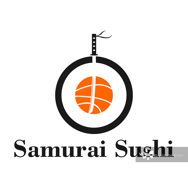 武士寿司扁平化极简标志设计图片素材