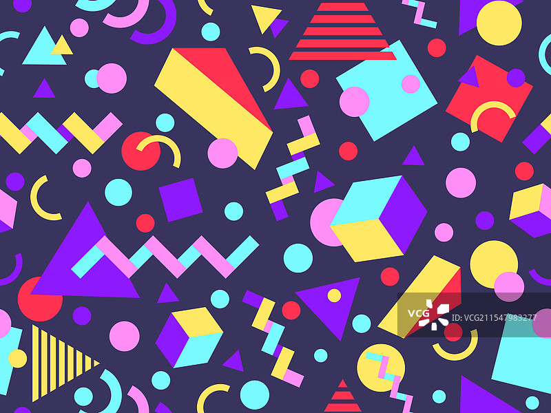 几何无缝图案与孟菲斯元素图片素材