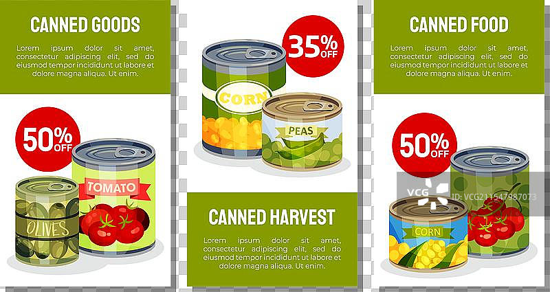 罐头食品横幅设计与保存产品图片素材