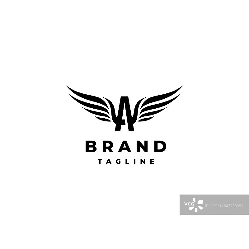 简单的带翅膀的字母A标志设计图片素材