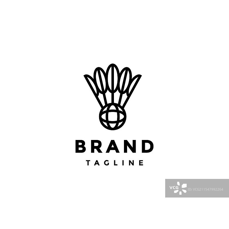 简单的全球羽毛球线条logo设计图片素材
