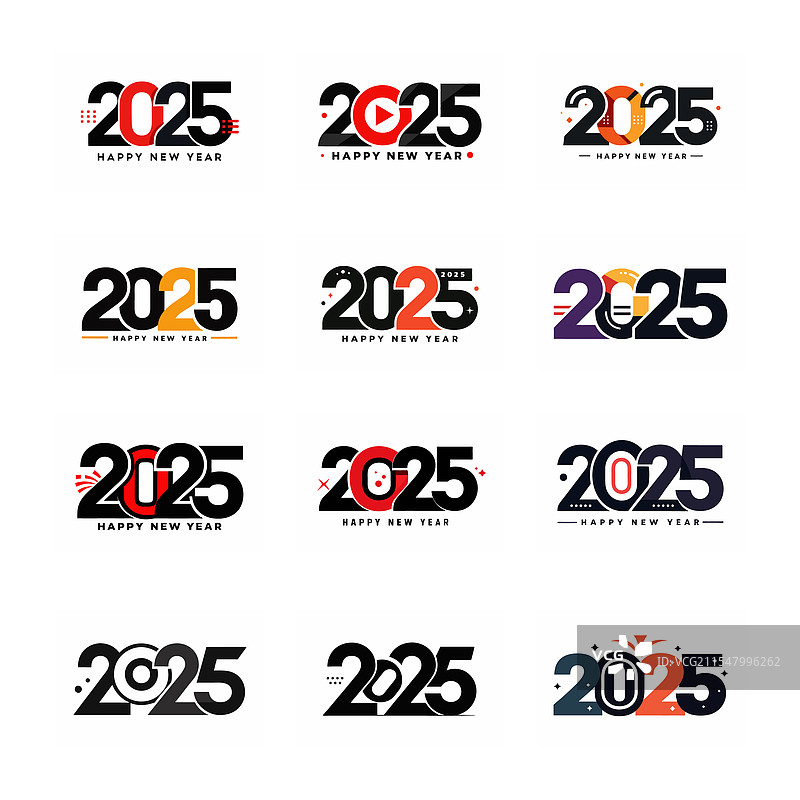 节日快乐的新年贺卡字母设计图片素材