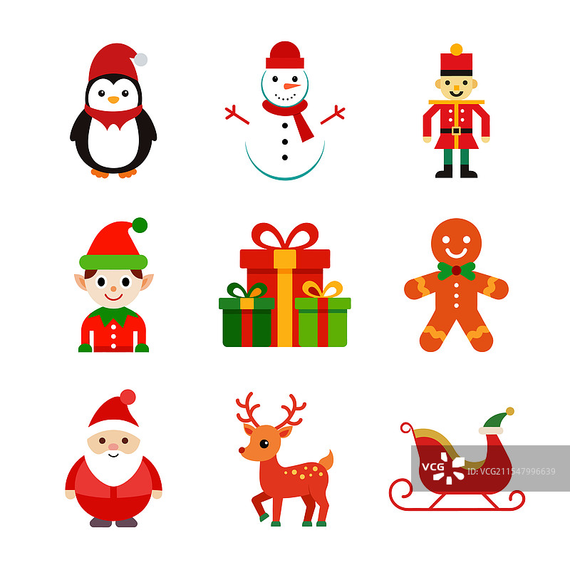 一组圣诞节假日符号和节日图标图片素材