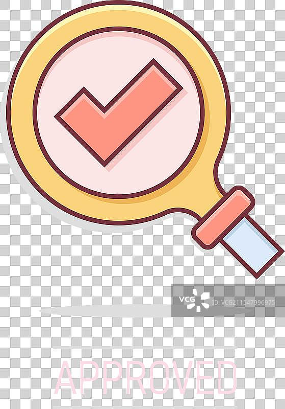 漫画中的放大镜图标与勾选标记图片素材