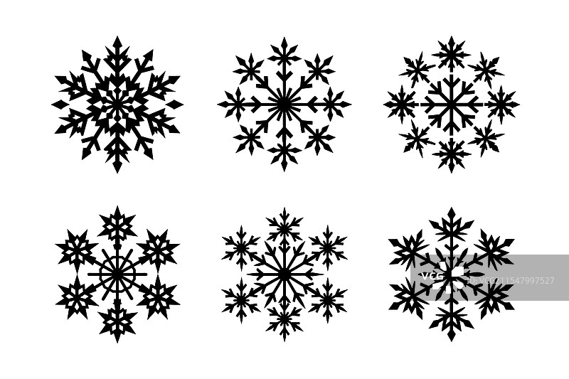 圣诞雪花装饰冬季套装图片素材