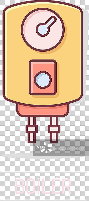 漫画风格的燃气锅炉图标，卡通取暖器图片素材