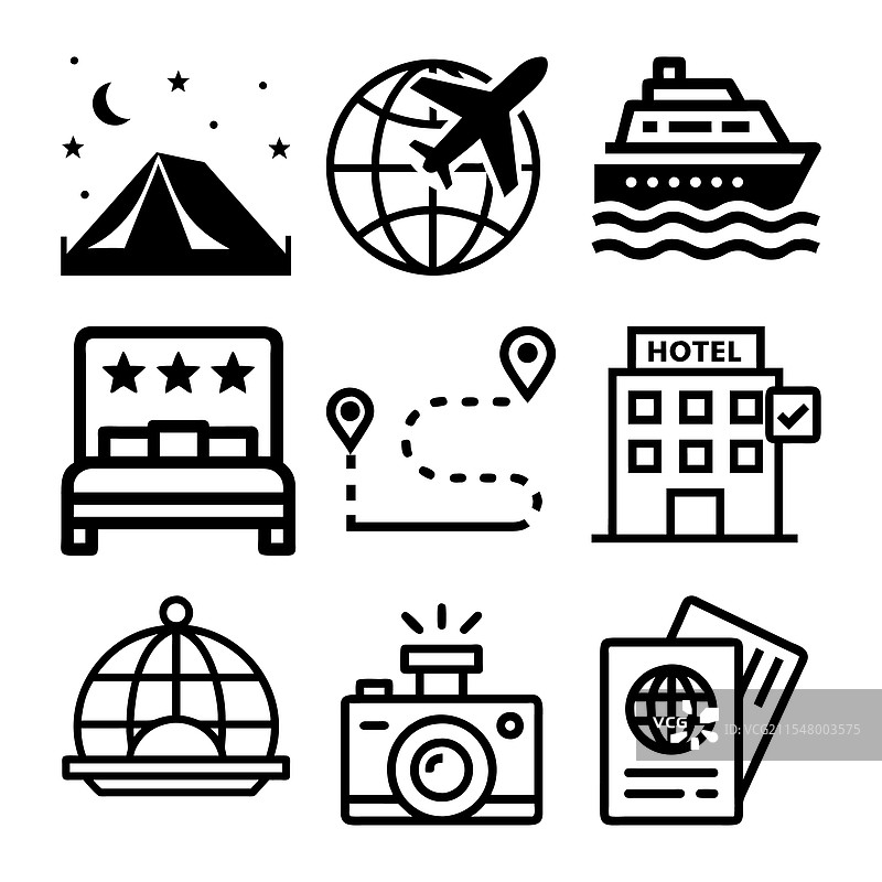 一套用于网站的旅行与酒店图标图片素材