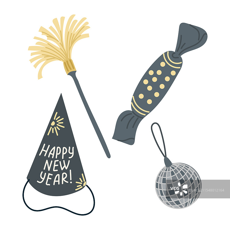 新年庆祝活动套装与派对配件图片素材