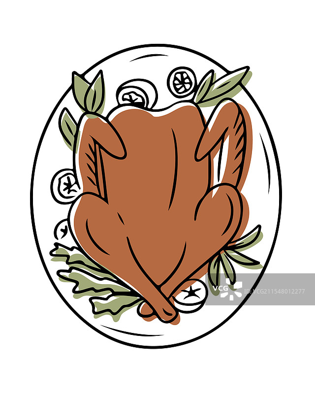 涂鸦风格的烤火鸡图片素材