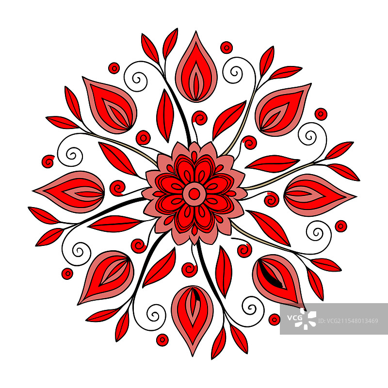 花卉灵感的曼陀罗设计，自然的融合图片素材