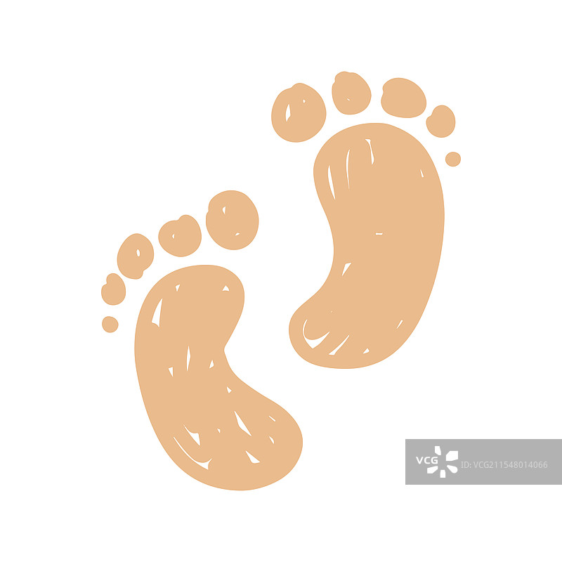 手绘可爱婴儿脚印在干净的白色背景上图片素材