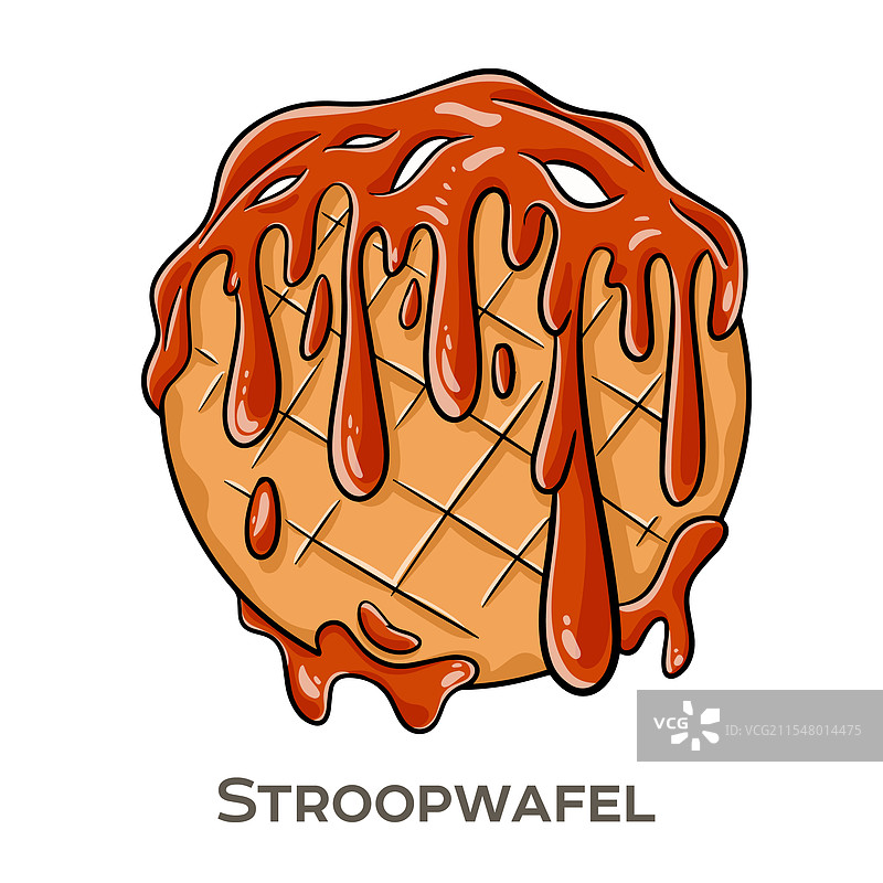 斯特鲁普华夫饼是一种传统的荷兰甜点。图片素材
