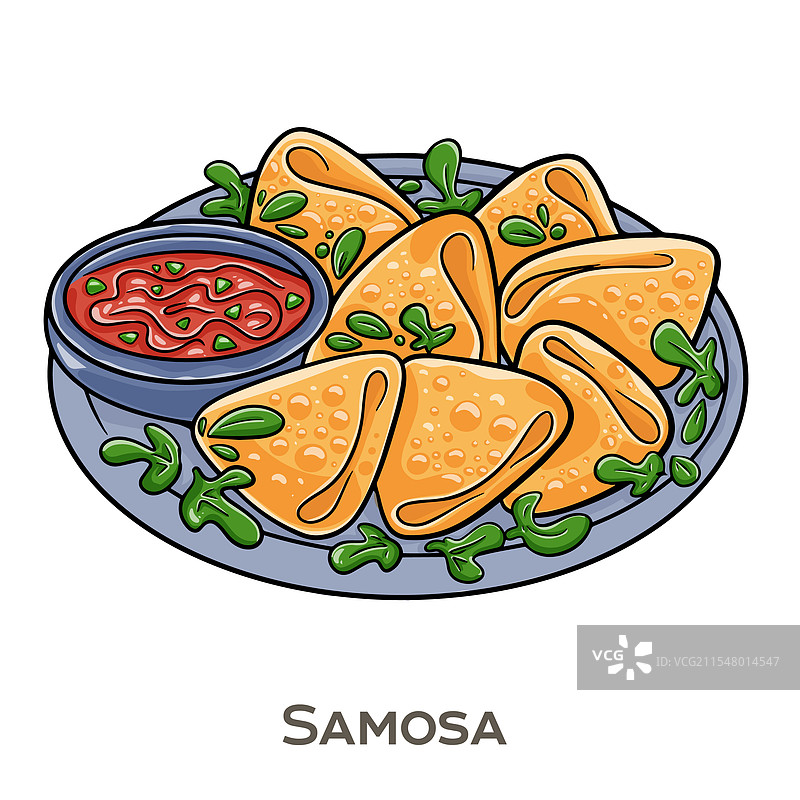 萨莫萨是一种受欢迎的酥脆三角形点心。图片素材