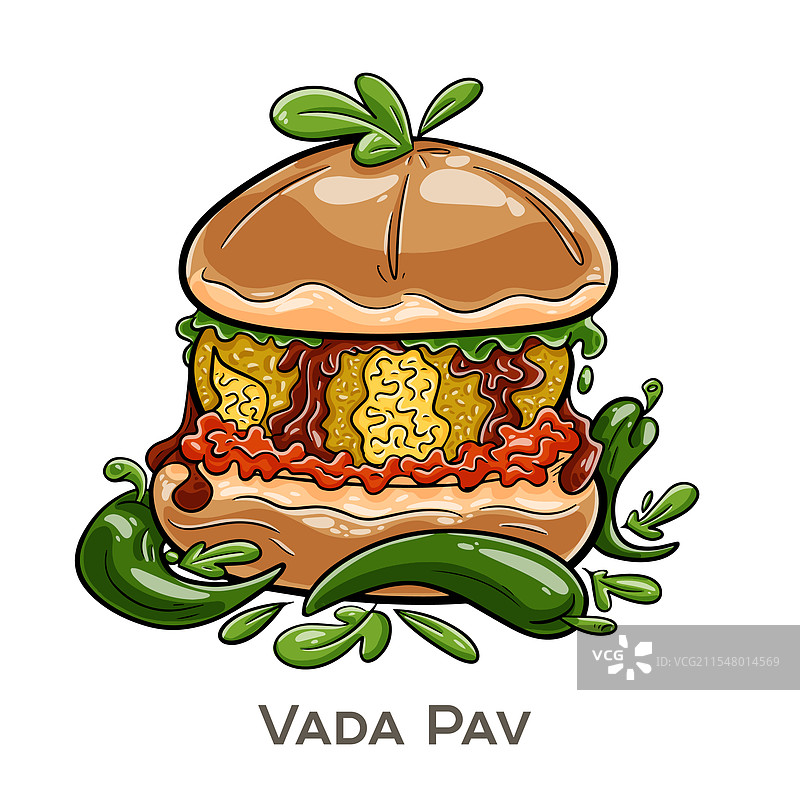 瓦达帕夫是来自孟买的受欢迎街头小吃。图片素材