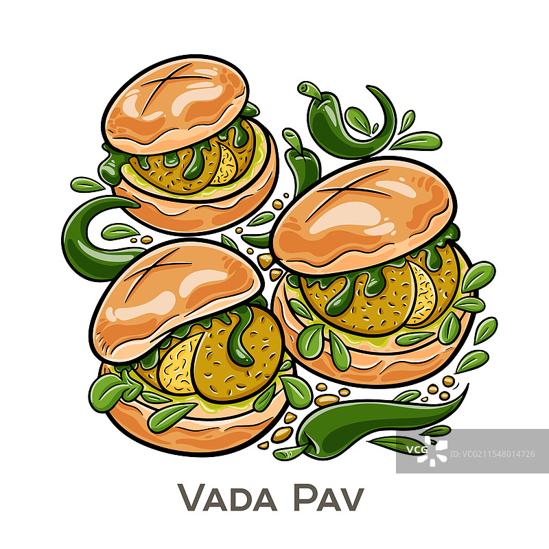 瓦达帕夫是来自孟买的受欢迎街头小吃。图片素材