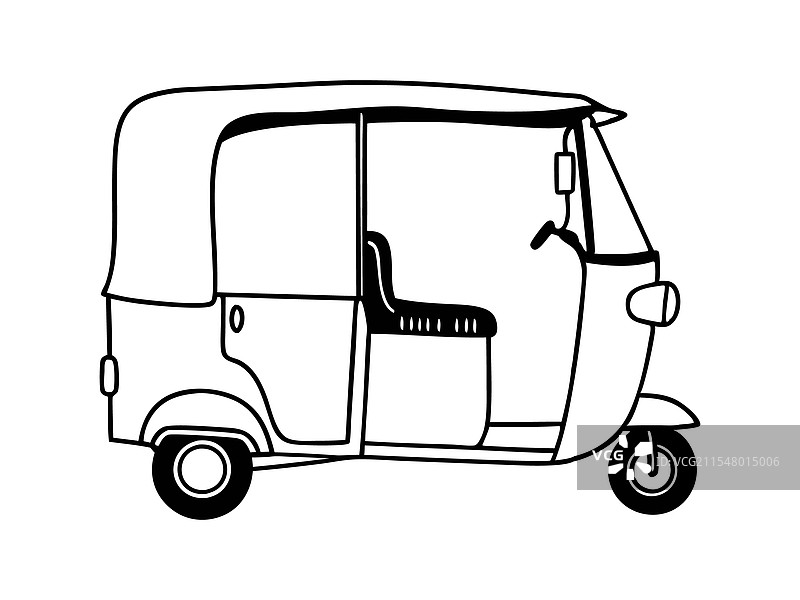 自动三轮车线条艺术剪影图片素材