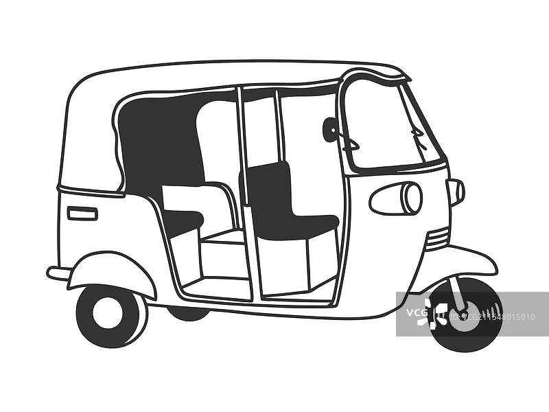 自动三轮车线条艺术剪影图片素材