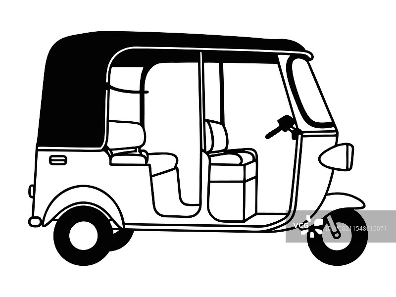 自动三轮车线条艺术剪影图片素材