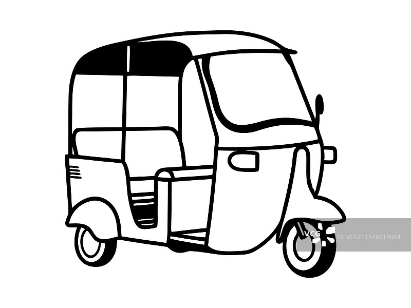 自动三轮车线条艺术剪影图片素材