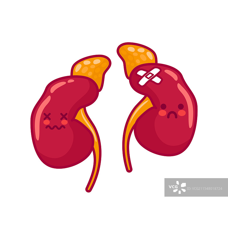 可爱的生病人类肾脏角色图片素材
