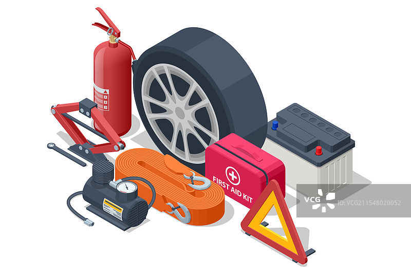 必要的汽车紧急情况等距图图片素材