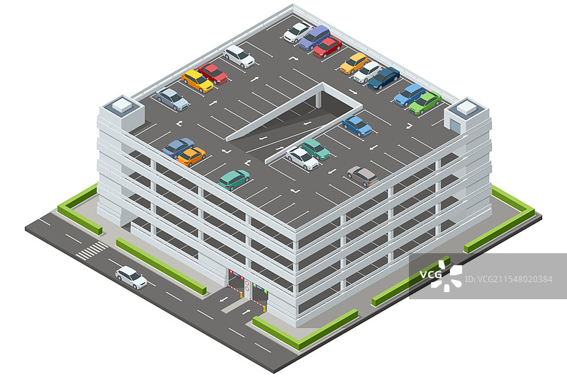 等距多层停车场内满是车辆图片素材