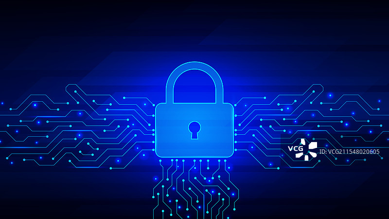 数字网络安全概念与挂锁图片素材