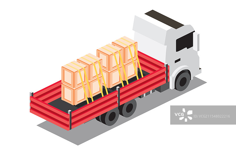 等距平板货车与箱子图片素材