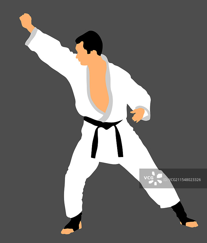 穿着和服的空手道战士图片素材