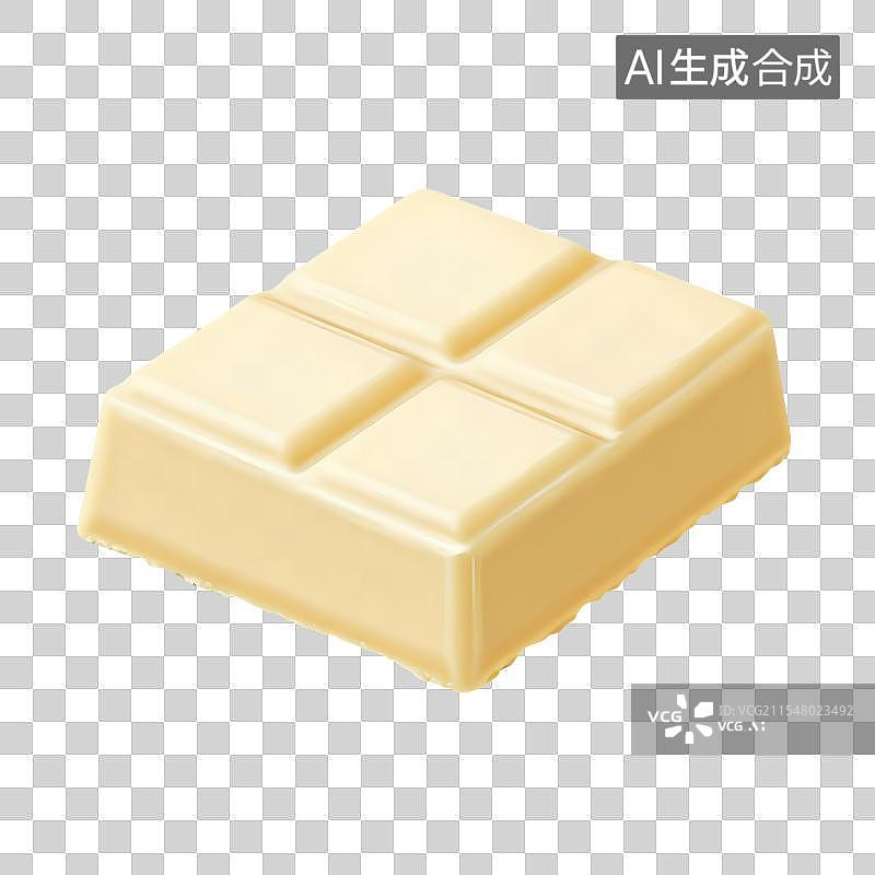 【AI数字艺术】3D渲染，一块巧克力，白巧克力，牛奶巧克力，，可可脂，甜食零食烘焙原料免抠元素图片素材