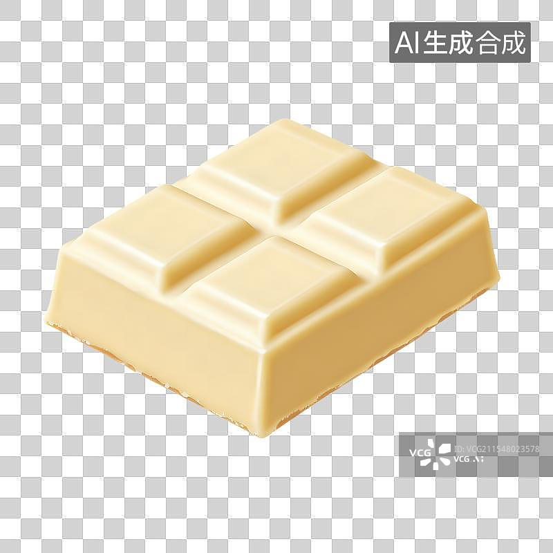 【AI数字艺术】3D渲染，一块巧克力，白巧克力，牛奶巧克力，，可可脂，甜食零食烘焙原料免抠元素图片素材