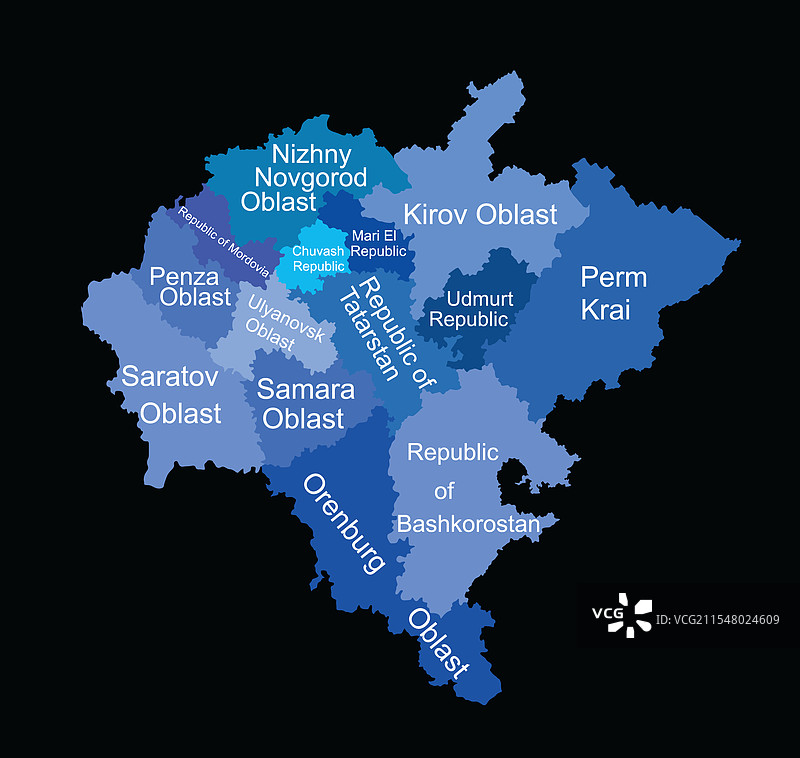 伏尔加联邦区地图轮廓图片素材