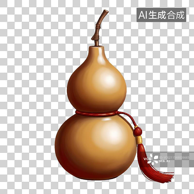 【AI数字艺术】国潮风手绘插画，国风小物件，一个酒葫芦，免抠元素图片素材