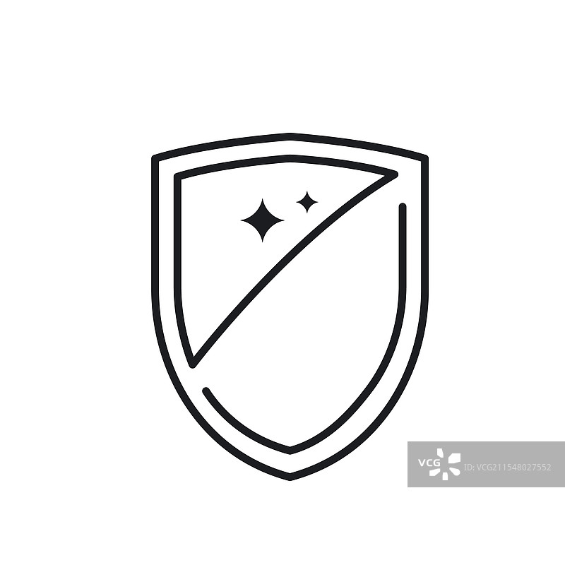 闪亮的保护盾黑色线条图标元素图片素材