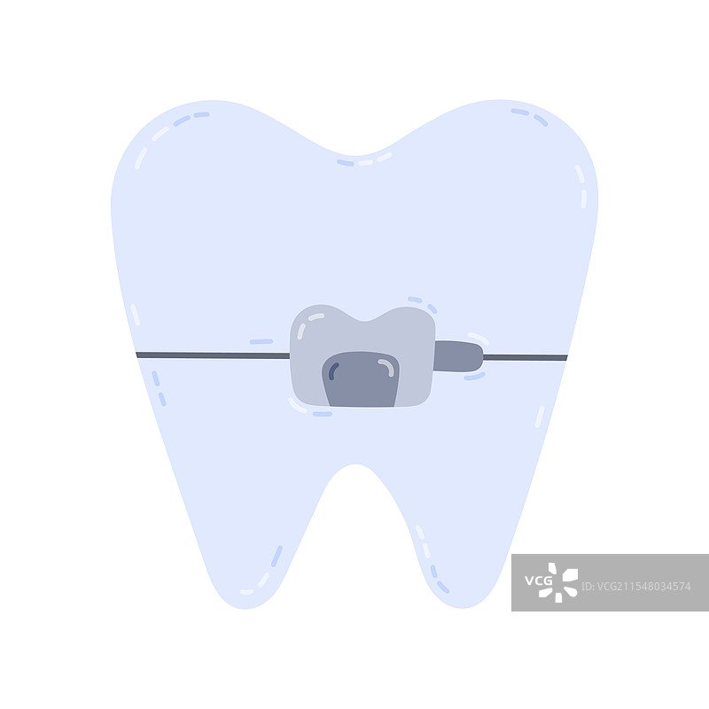 可爱的卡通牙齿带着时尚的牙套图片素材