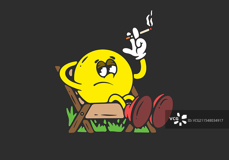 懒洋洋的光头角色在放松图片素材