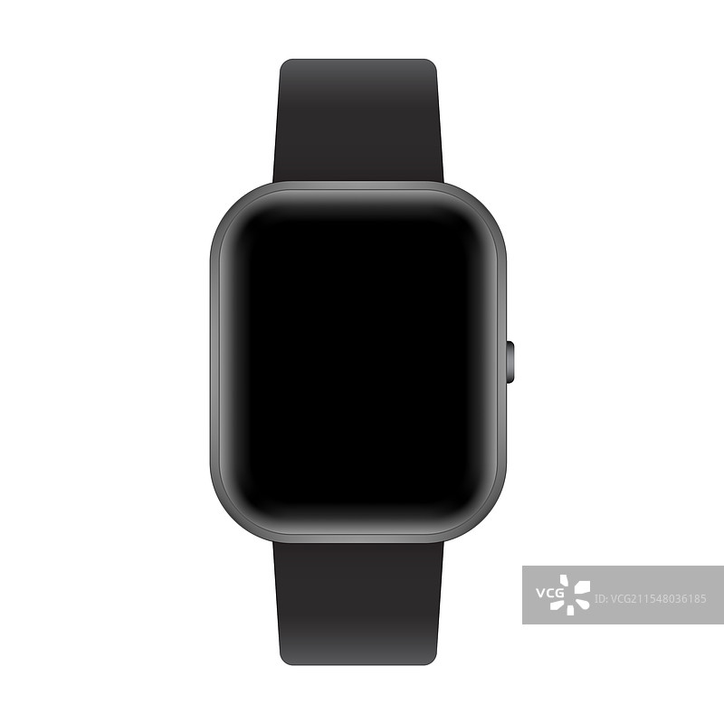 一款独特的黑色智能手表模型，孤立在白色背景上图片素材