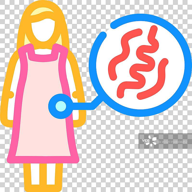 女孩与线虫的彩色图标图片素材