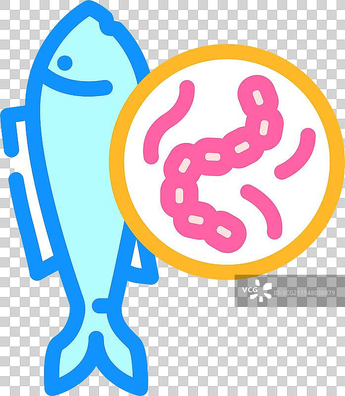 蠕虫鱼寄生虫彩色图标图片素材