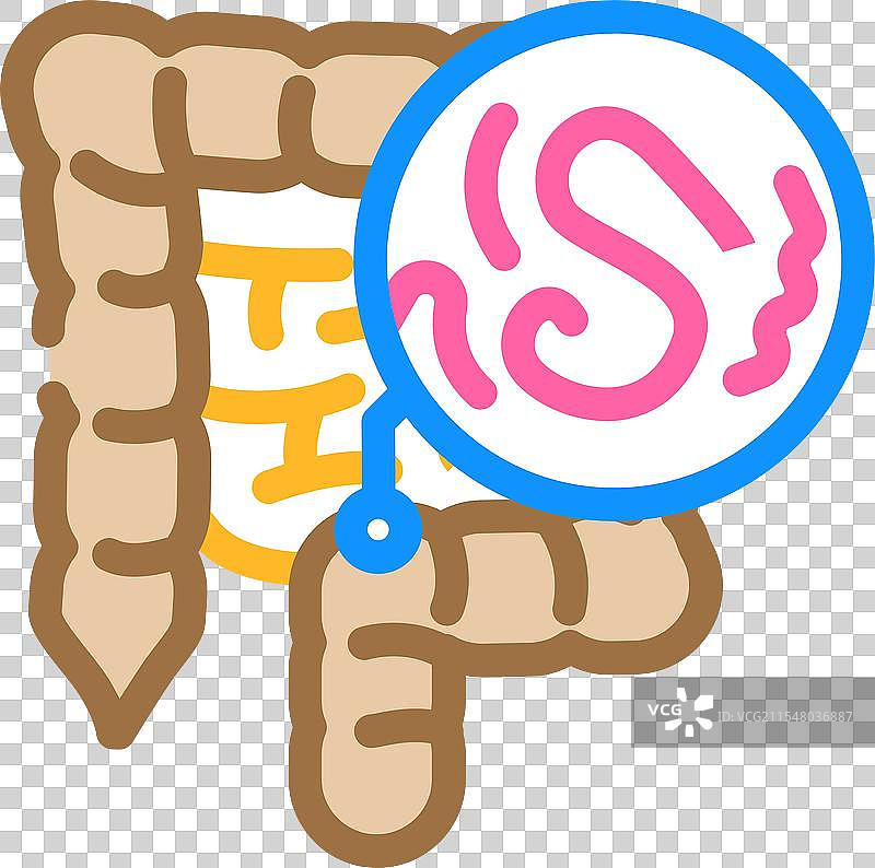 寄生虫的蠕虫消化系统彩色图标图片素材