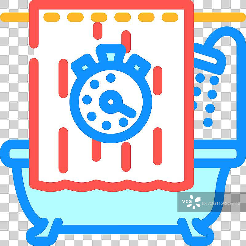节水短时间淋浴彩色图标图片素材