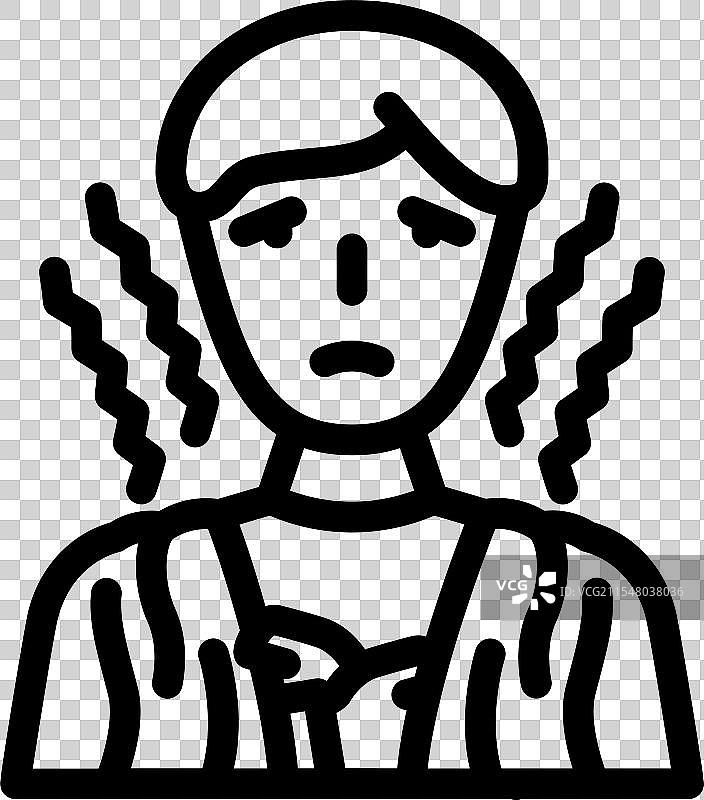 发热、寒战、疾病症状线条图标图片素材